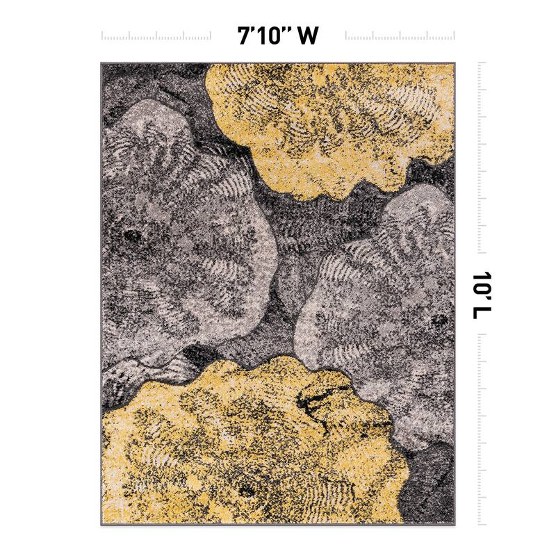 World Rug Gallery Contemporary Floral Design Black Area Rug