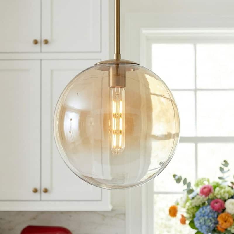Acroma 9" & 12" Modern Gradient Glass Globe Pendant Light Dimmable Ceiling Lighting for Kitchen