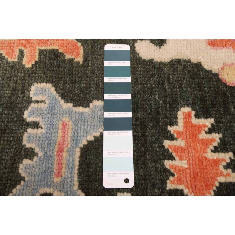 ECARPETGALLERY Hand-knotted Modern Oushak Dark Green Wool Rug - 8'8 x 11'11