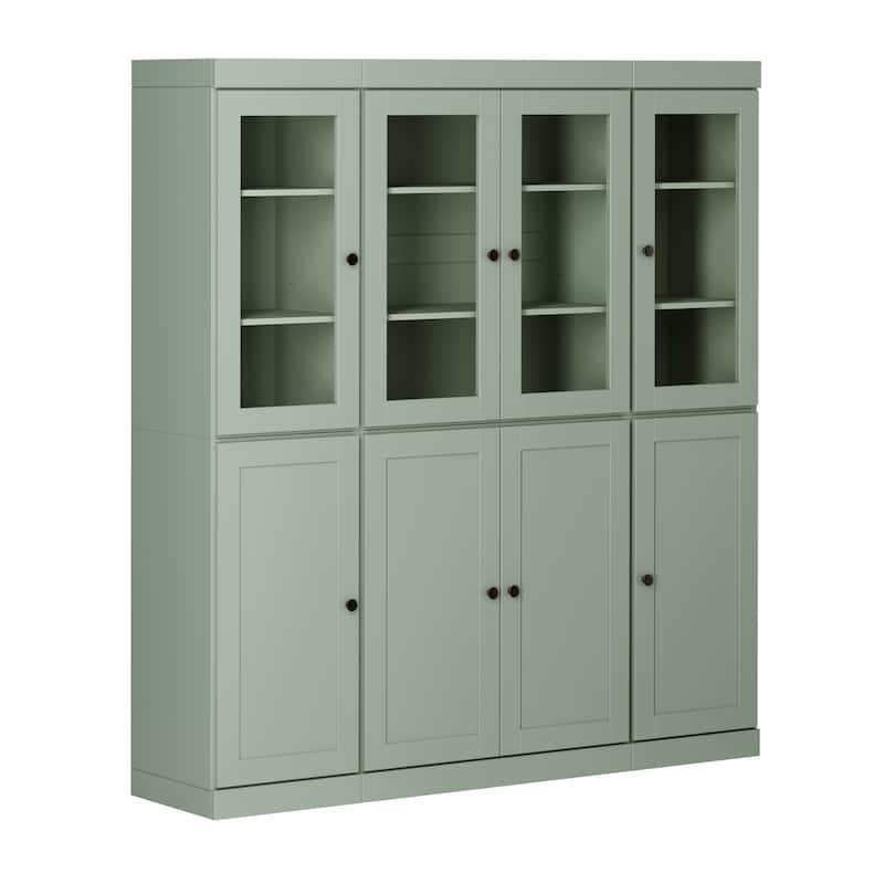 Palace Imports 100% Solid Wood 65" Pantry Cabinet with Clear Glass, Shaker Doors, 2-Drawers and Adjustable Shelves