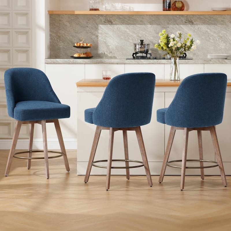 26" Counter Height Swivel Bar Stool, Upholstered Counter Stools - 39.37" (H) x 22.44" (D) x 21.65" (W)