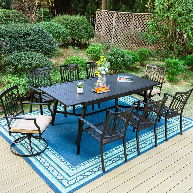 MAISON ARTS 7/9-Piece Outdoor Dining Table Sets with Expandable Rectangular Metal Dining Table & 6/8 Dining Chairs