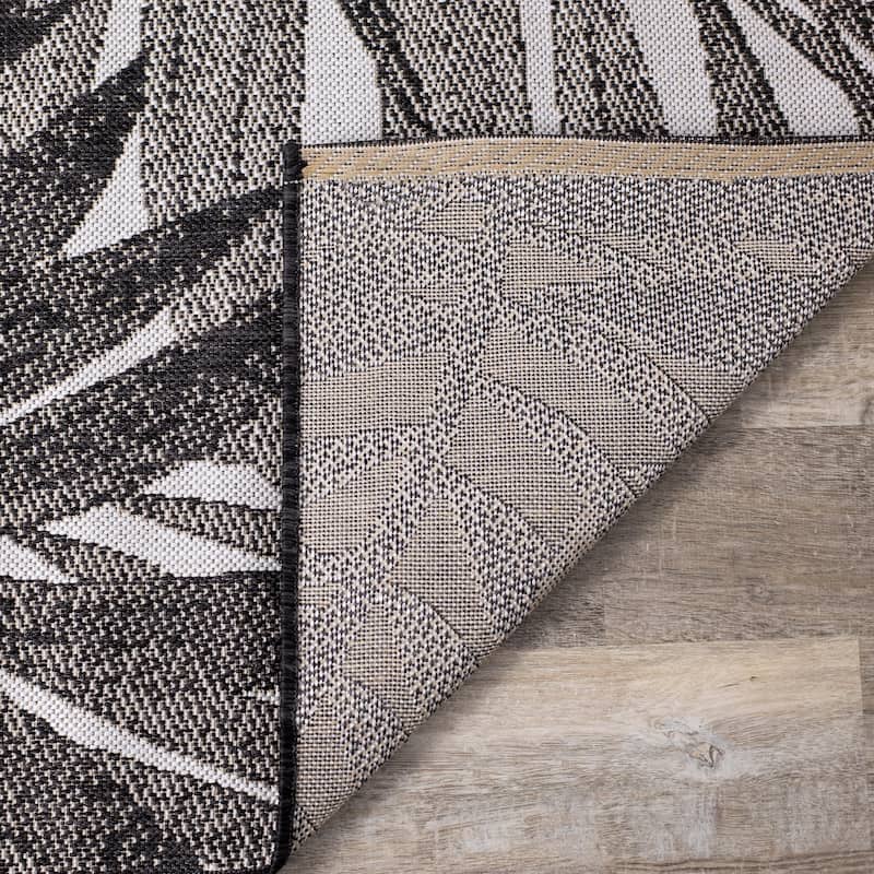 Jackson Collection - Grey/Black Palm Leaves Rug