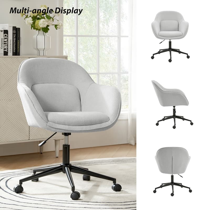 Victoria Modern Curved Backrest Office Chair with Casters and Metal Base by HULALA HOME