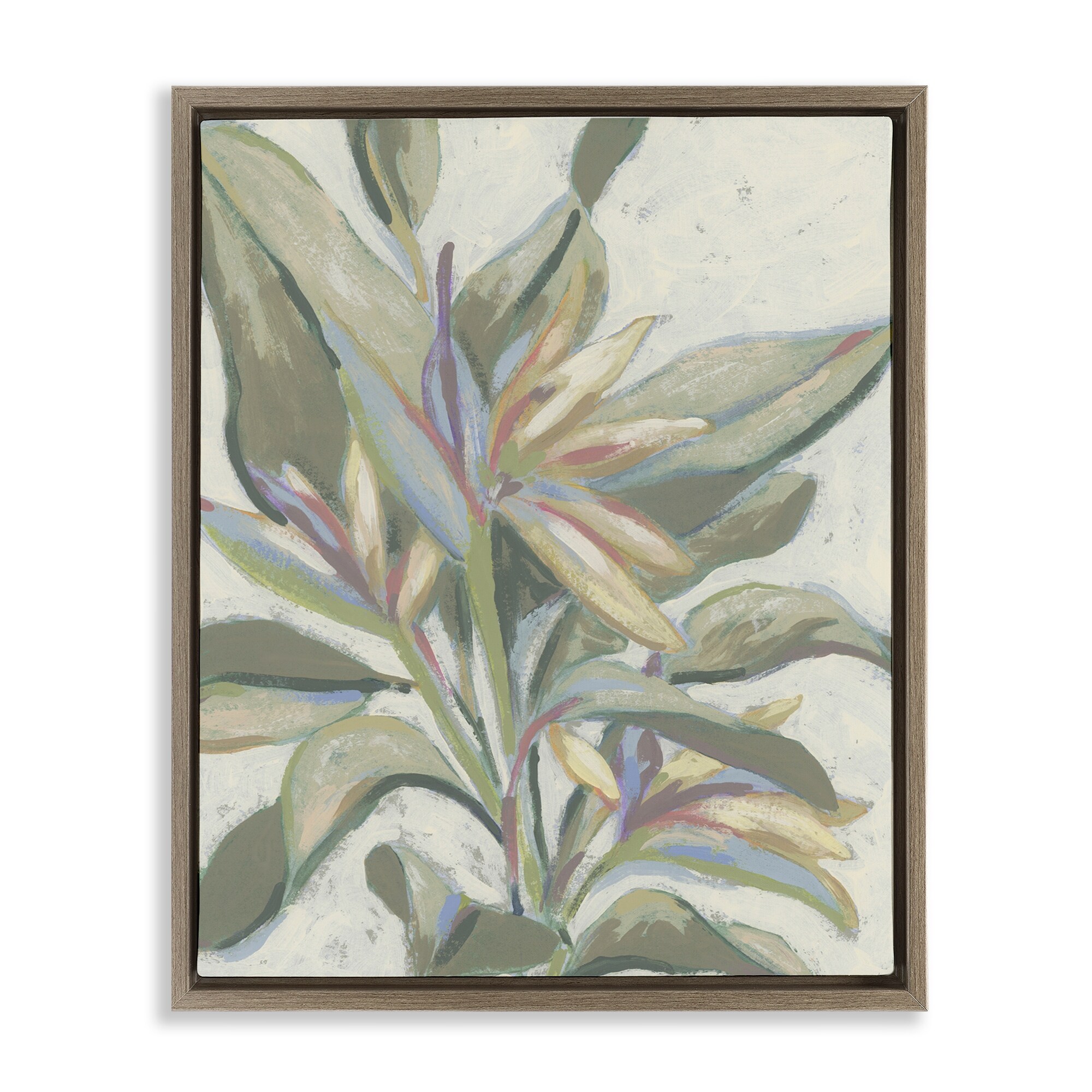 Stupell Pastel Paradise Leaves Framed Floater Canvas Wall Art Design By June Erica Vess
