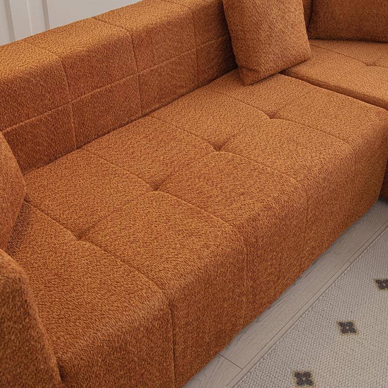 105.5" Modular L-Shaped Sectional Floor Couch, Deep Seat Tufted Comfy