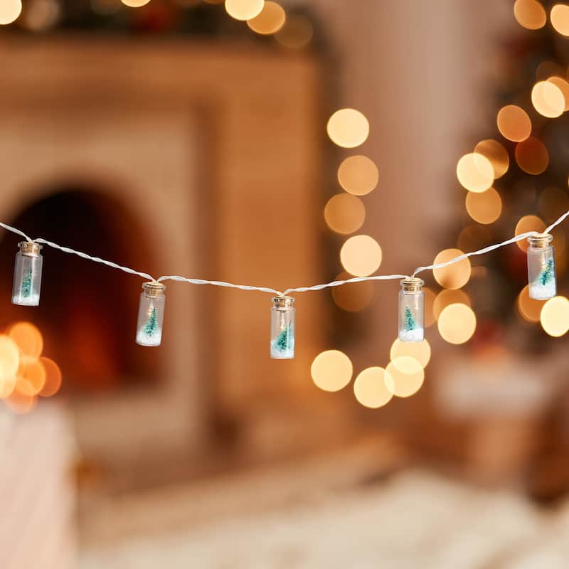 10 B/O Corked Bottle with Tree LED Warm White Christmas Lights - 3 ft Clear Wire - 3'