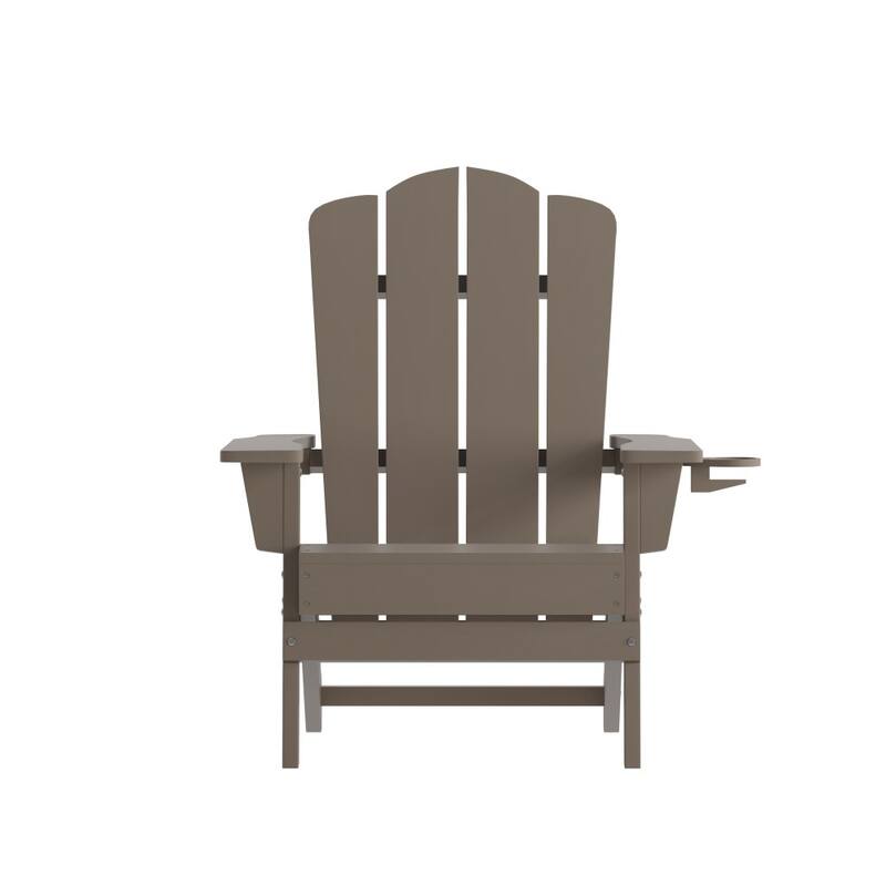 Set of 4 All-Weather Adirondack Chairs with Cupholders