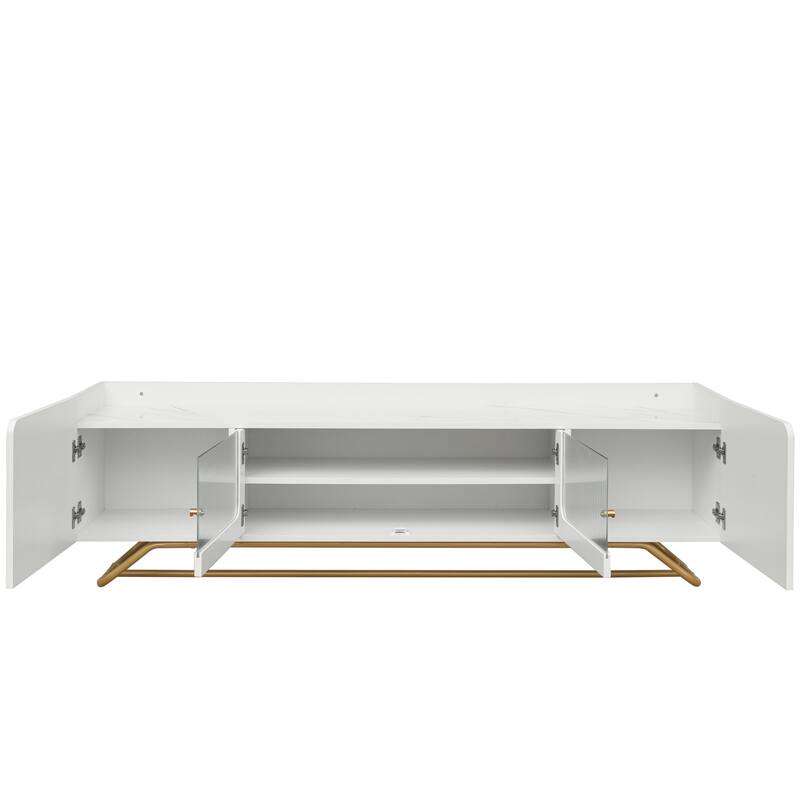 TV Console Table with Gold Frame Base