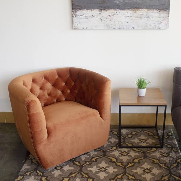 Rose Mid Century Modern Burnt Orange Velvet 360 Swivel Chair On Sale Overstock 30996903