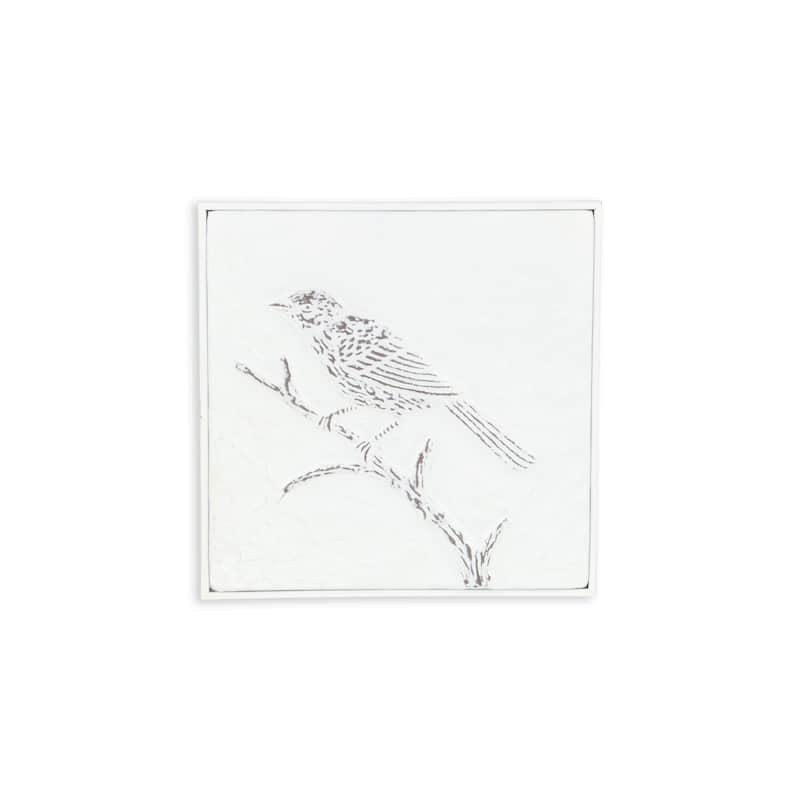 Lirondelle White Metal Swallow Themed Two Tone Wall Art - White