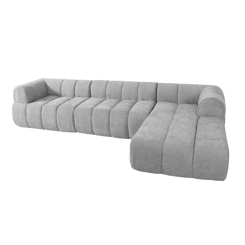 122" Modern L-Shaped Sectional Sofa, 2-Piece Set, Gray, Foam & Polyester