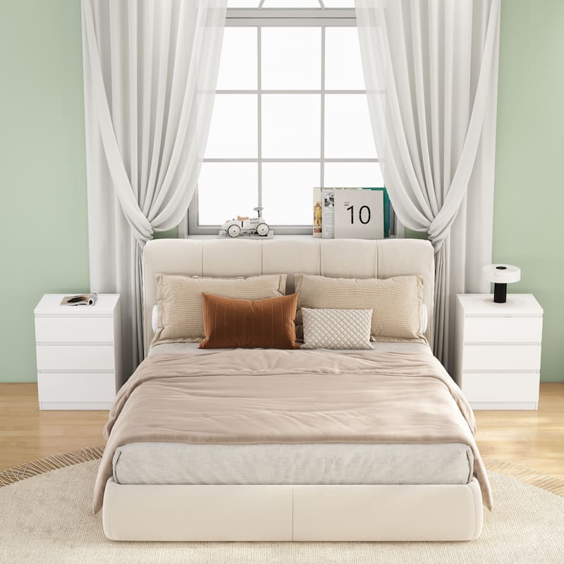 19.7"Nightstand with 3 Drawers,Set of 2,Beside Table with Drawers Handle Free Design,Thickened Top Plate,3 Drawer