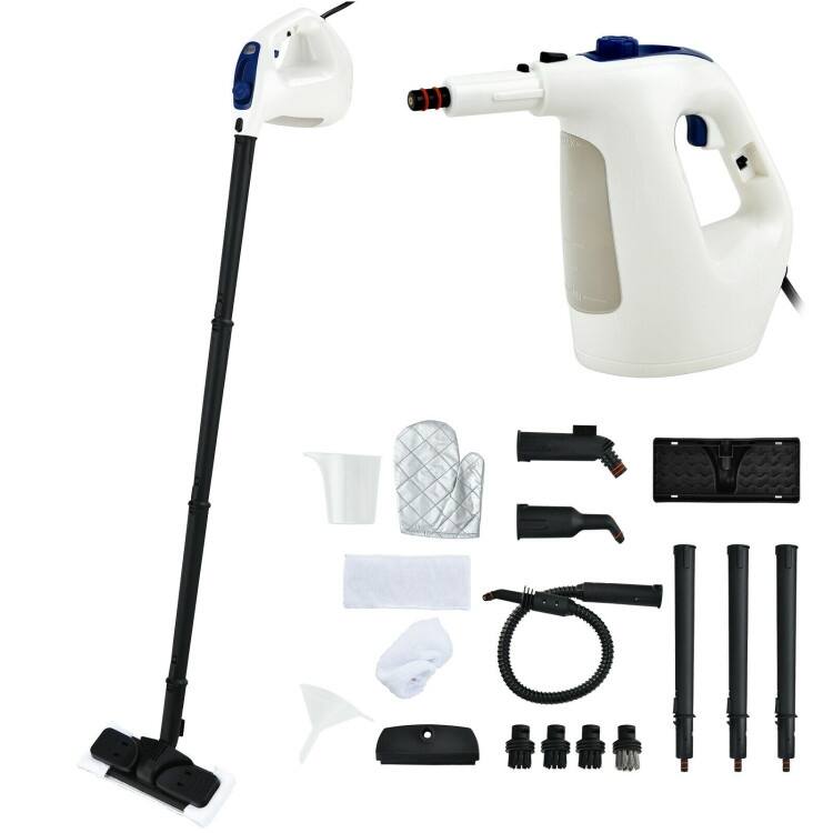 Powerful 1400W Handheld Steam Cleaner with 17 Accessories for Versatile Household Cleaning - 13" x 5" x 9.5" (L x W x H)