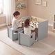 preview thumbnail 14 of 18, Costway 3 PCS Kids Table and Chair Set, Space-saving Toddler Table and