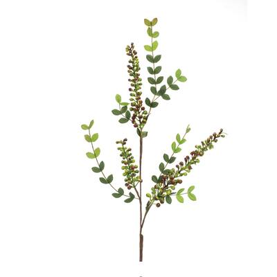 Variegated Red Berry Foliage Spray (Set of 6) - Red, Green