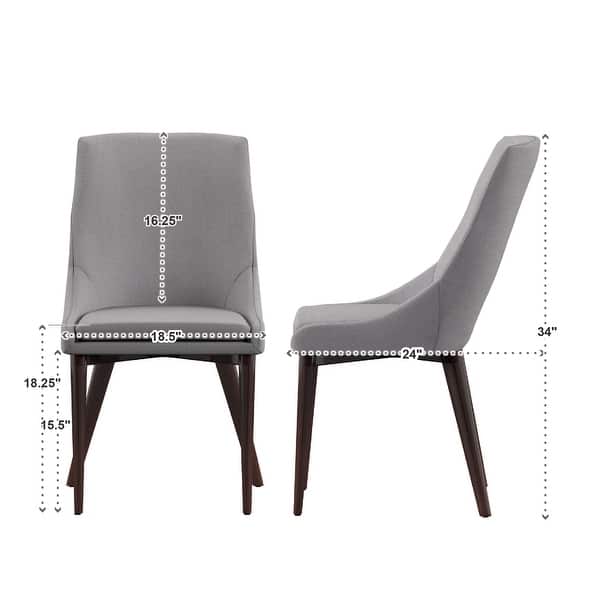 Sasha Mid-century Grey Fabric Upholstered Tapered Leg Dining Chairs (Set of 2) iNSPIRE Q Modern