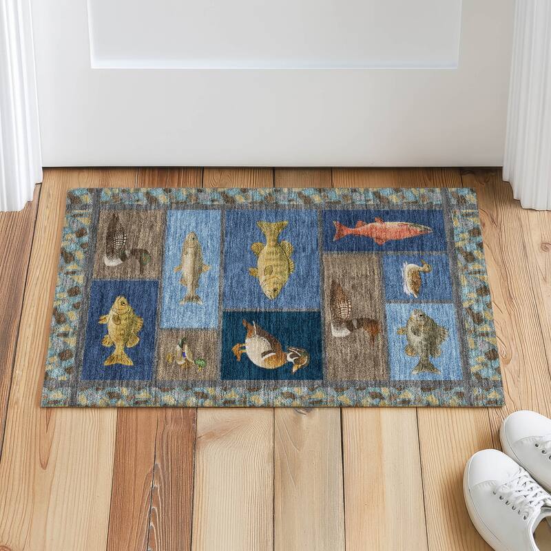 Machine Washable Indoor/ Outdoor Cabin Lodge Chantille Rug
