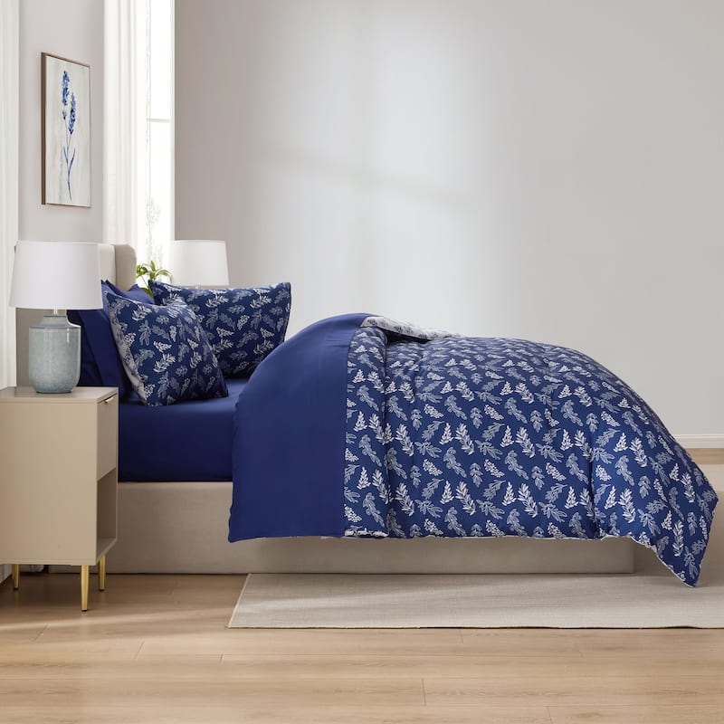 Empyrean 7 Pc Botanical Comforter Set with Sheets, Soft Breathable Lightweight Bedding Bag