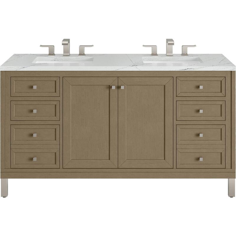 James Martin Vanities 503-V60D-FENC Chicago 60" Free Standing Double - Walnut Whisper