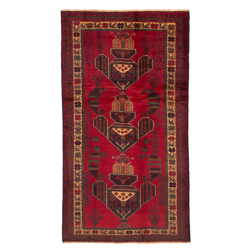 ECARPETGALLERY Hand-knotted Teimani Red Wool Rug - 3'7 x 6'7