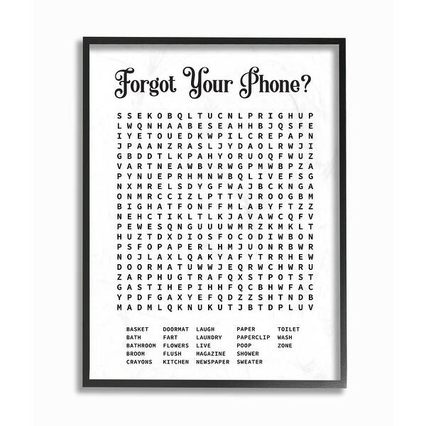 Stupell Industries Phone Crossword Puzzle Bathroom Word ...