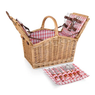 Picnic Time Piccadilly Picnic Basket, (Red & White Plaid Pattern) - N/A