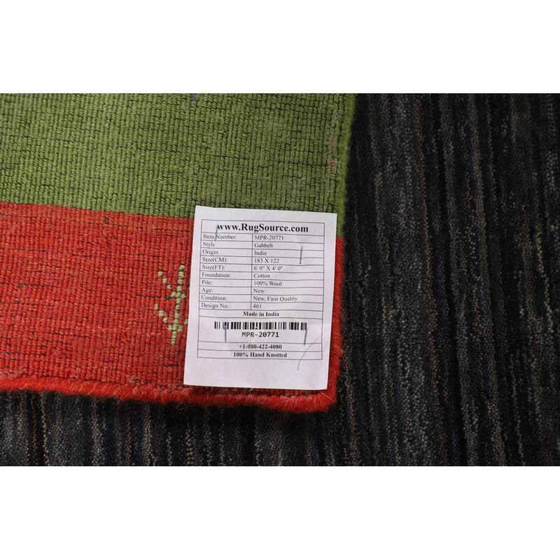 Striped Tribal Gabbeh Oriental Foyer Rug Handmade Wool Carpet - 4'0"x 6'0"