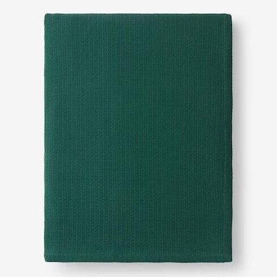 Twin Size Cotton Weave Cotton Blanket Dark Green