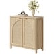 preview thumbnail 1 of 15, Bohemian Arched Rattan Door Sideboard with 2 Adjustable Shelves - 1-Piece Light Oak - 1-Piece