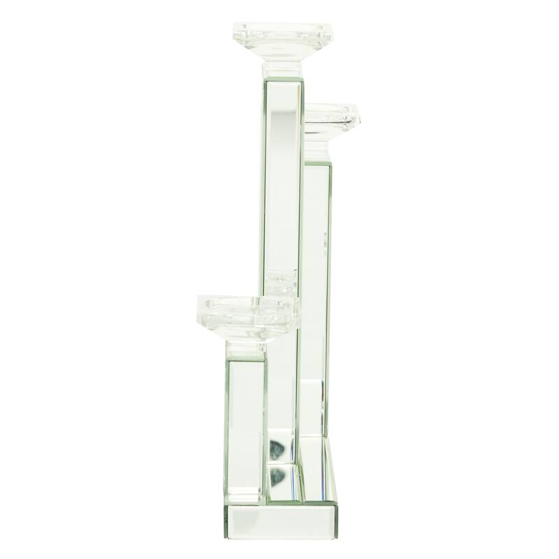 Glass Pillar Candle Holder with Floating Crystals