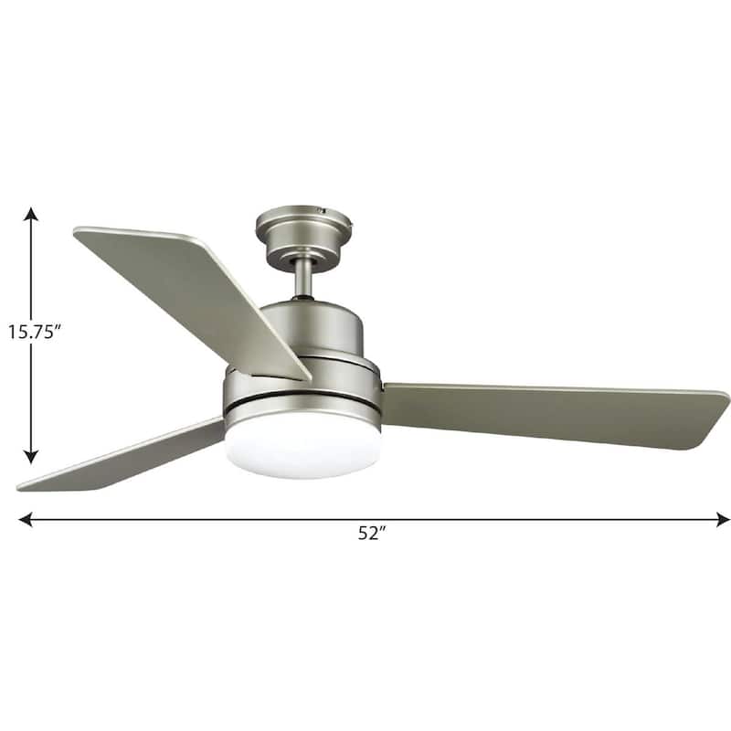 Trevina II Collection 52" Three-Blade Nickel Ceiling Fan - 15.75" x 52" x 52"