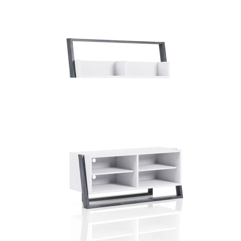 Isabelle Modern 2-Piece TV Console And Floating Shelf Set by Furniture of America