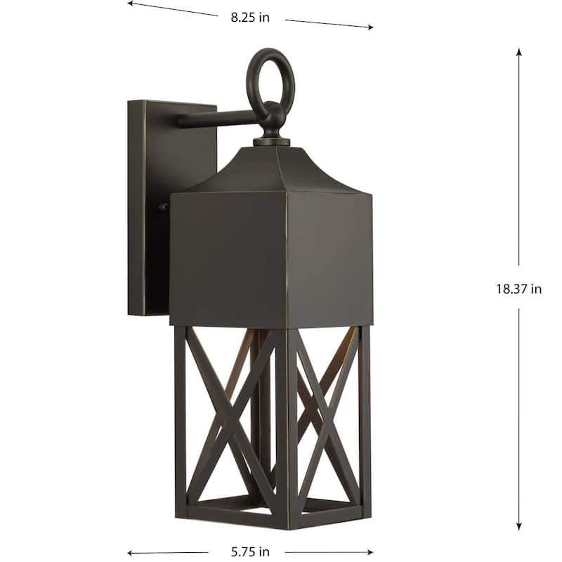 Birkdale Collection One-Light Antique Bronze Outdoor Wall Lantern - 5.75 in x 8.25 in x 18.37 in