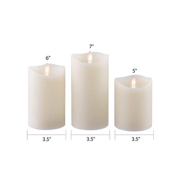 Classic LED Flameless Candle Set 3.5" Diameter x 5", 6", 7" high