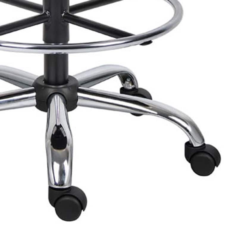 Fea Medical Drafting Stool, Round Gray Vinyl, Chrome Footring