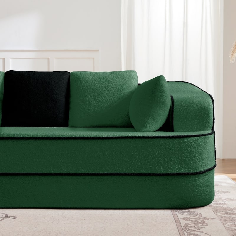 77.2" Symmetrical Fluffy Comfy Modular Sectional Sleeper Sofa with Double Chaises