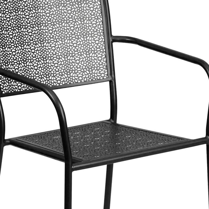 Indoor-Outdoor Steel Patio Arm Chair with Square Back