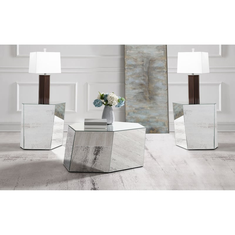 Capella Mirrored Coffee And End Table Set Silver - 3-piece set