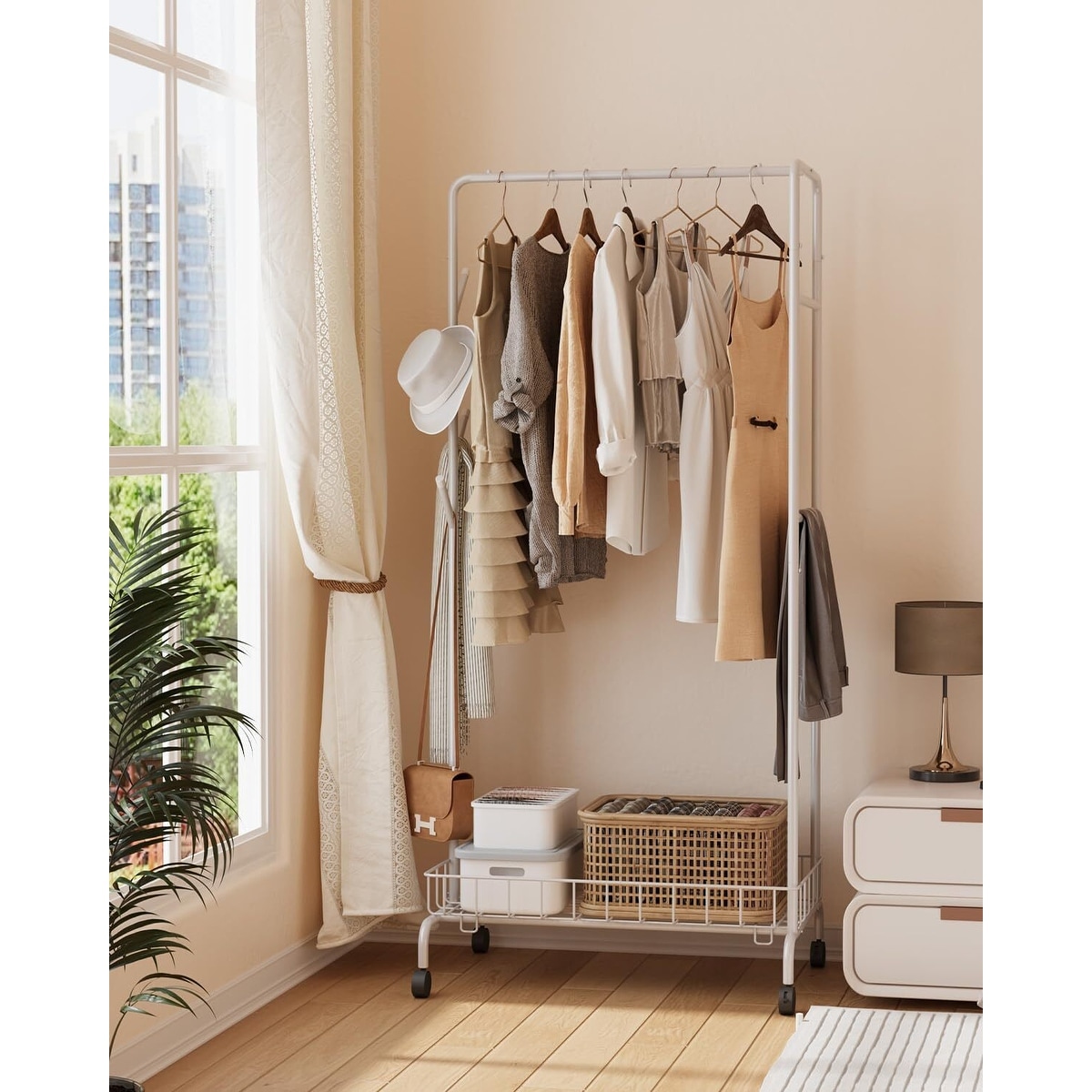 Bed bath and beyond clothes rack on wheels hotsell