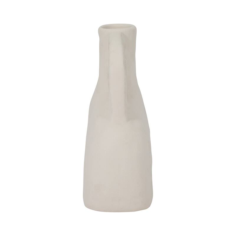 Ceramic Metallic Triple Handle Vase, Black, Novelty, Solid Color