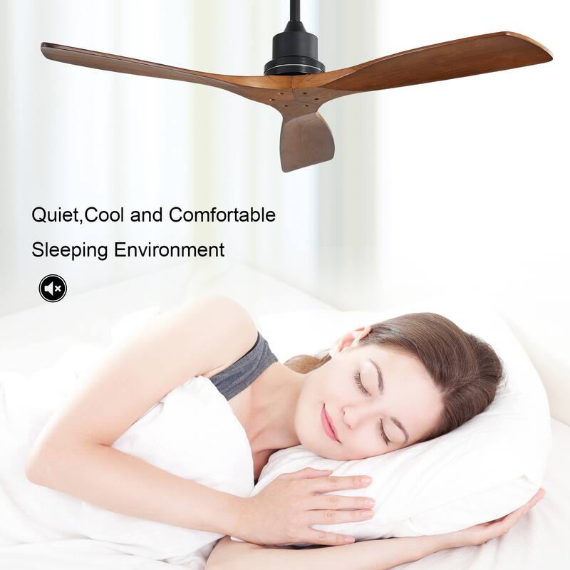 52''/60" Large Ceiling Fan without Lights, Remote Control and Reversible Motor Included, 3 Wood Blades