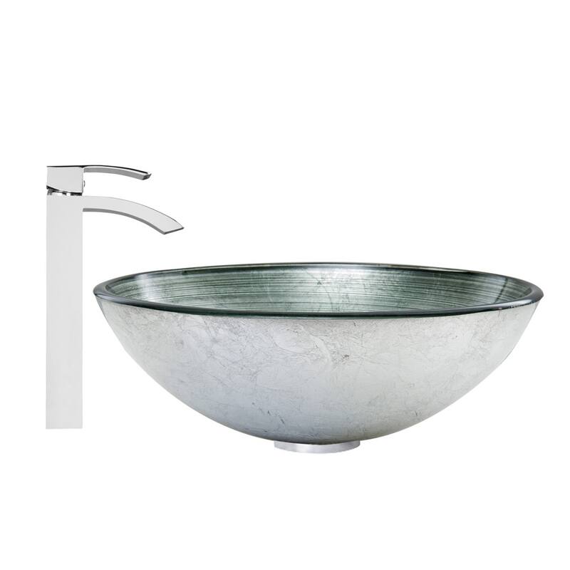 Vigo 16-1/2" Glass Bathroom Vessel Sink with Duris Single Hole
