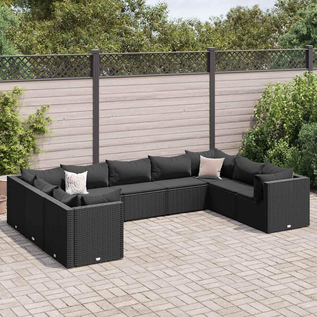 vidaXL Patio Lounge Set with Cushions Sectional Sofa Garden Backyard Poly Rattan