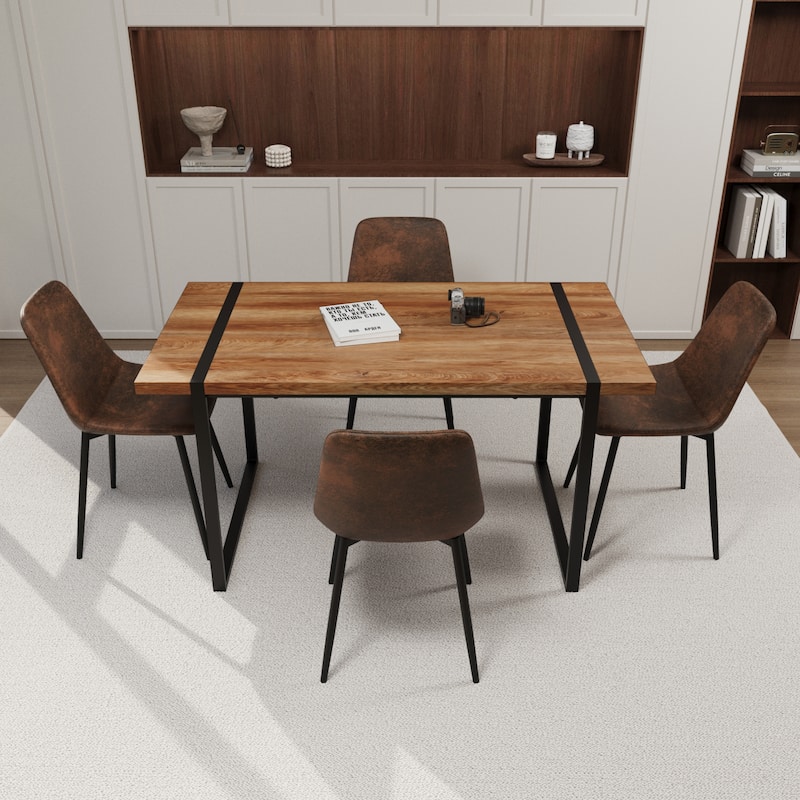 MDF black wooden dining table and modern dining chair set of 4 pieces, medieval wooden kitchen dining table set