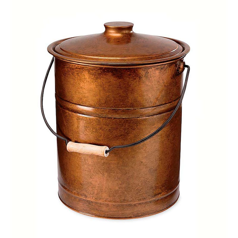 Deluxe Galvanized Ash Bucket with Handle, Lid and Double-Layer Bottom