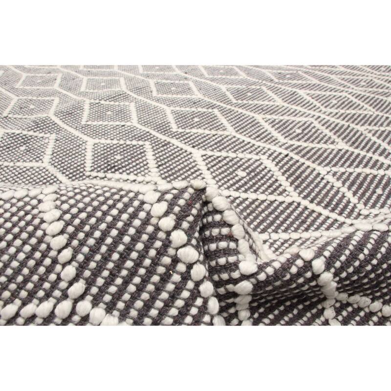 ECARPETGALLERY Braid weave Sienna Grey Wool Rug - 6'0 x 9'3