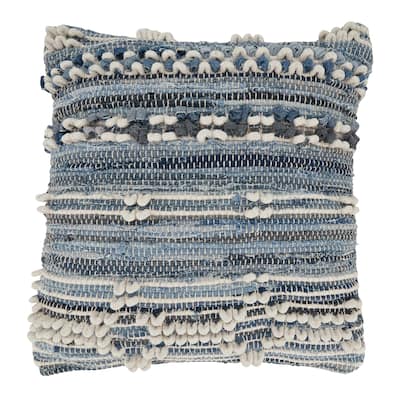 Denim Delight Chindi Throw Pillow