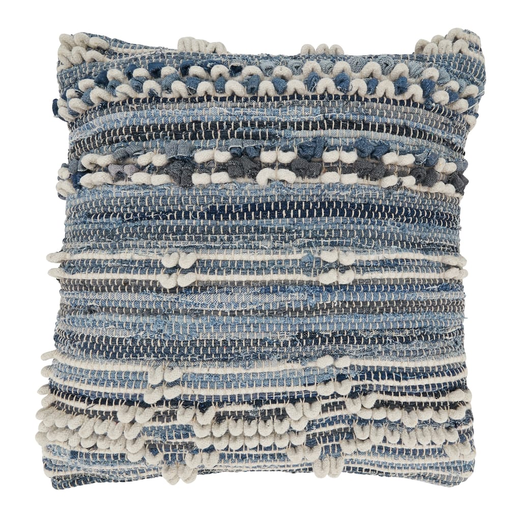 Denim Delight Chindi Throw Pillow