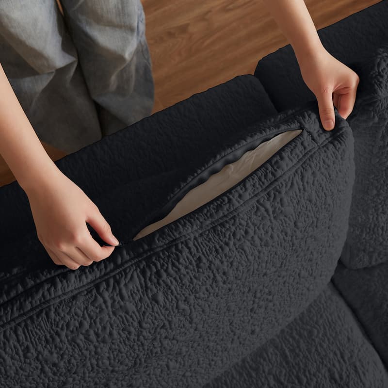 Floor Standing L-shaped Sectional Sofa Modular Deep Seat Couch Chenille Sleeper Sofa Bed with Ottoman Chaise Lounge and Pillows